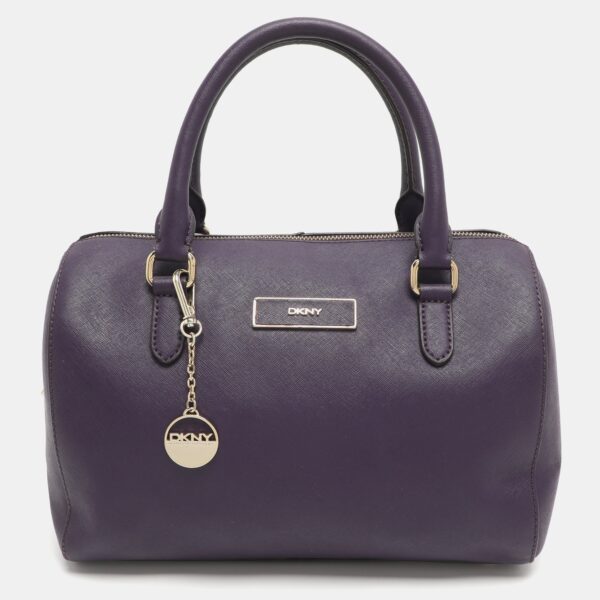 purple saffiano leather satchel