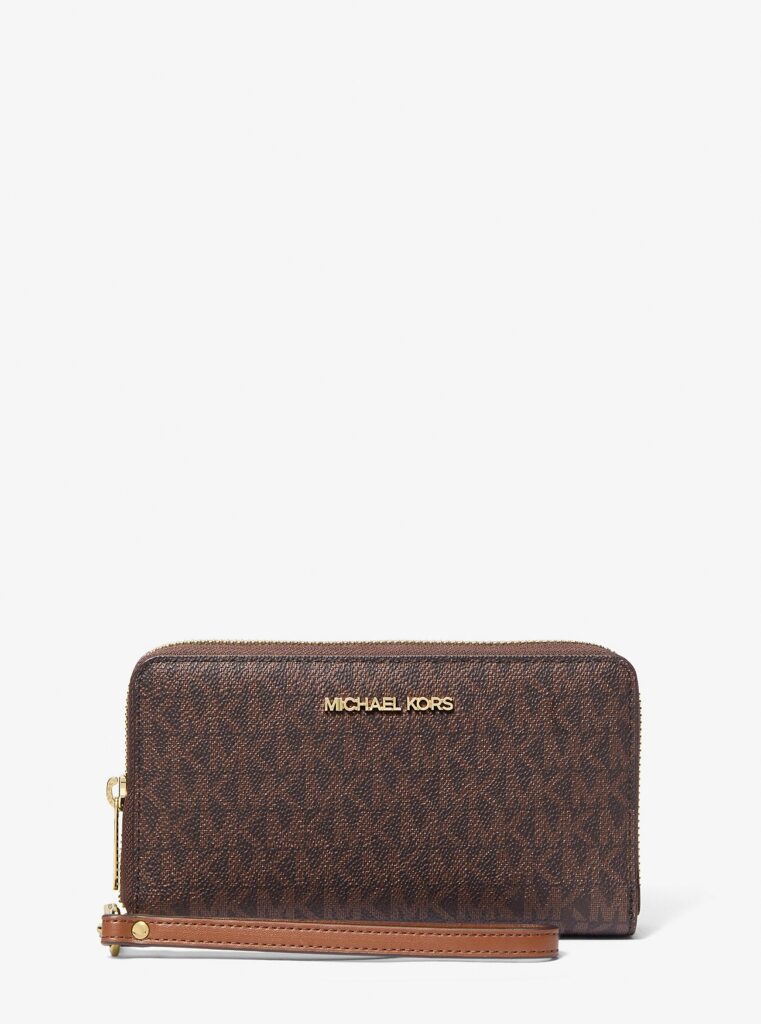 jet set signature logo smartphone wristlet