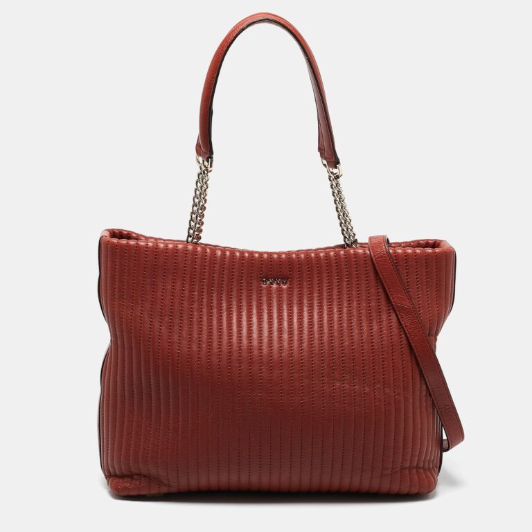 brick red leather pinstripe gansevoort tote