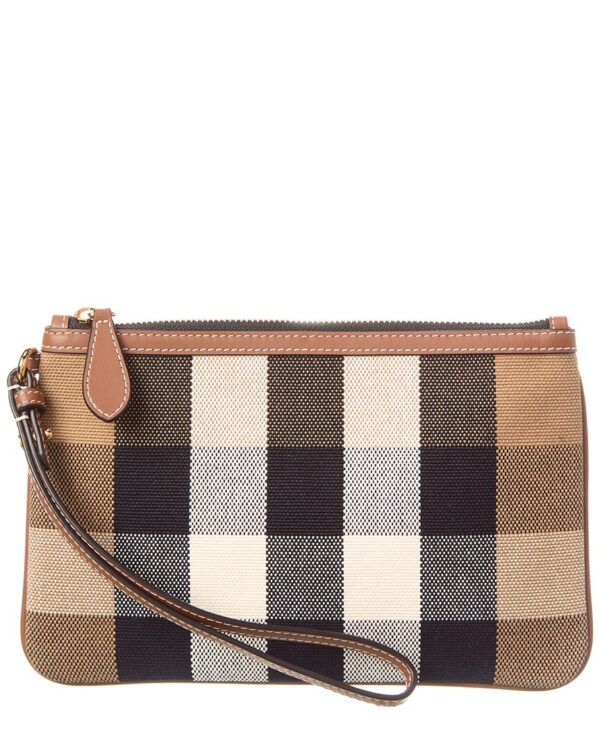 check canvas & leather pouch