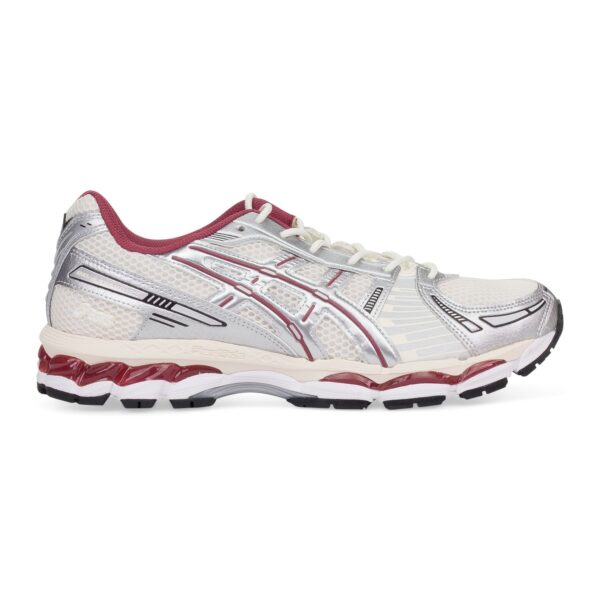 white / burgundy gel-kayano 12.1 sneaker