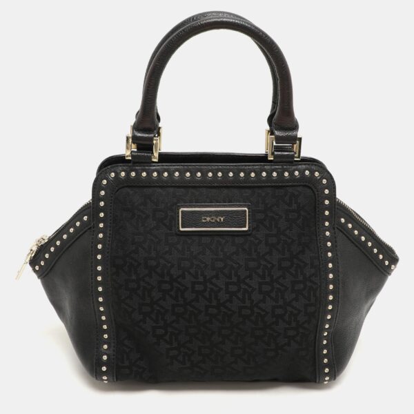 black canvas and leather donna karan satchel