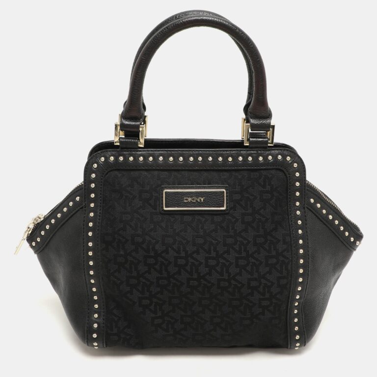 black canvas and leather donna karan satchel