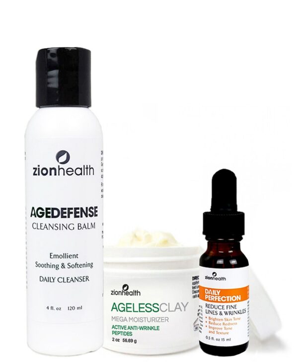 Ultimate Night Time Kit Age Defense Cleansing Balm 4 oz + Daily Perfection Serum Oil 0.5 oz + Ageless Clay Cream 2oz
