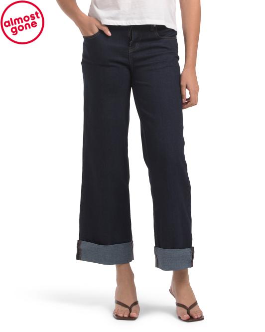 1822 DENIM Rolled Cuffs Wide Leg Jeans