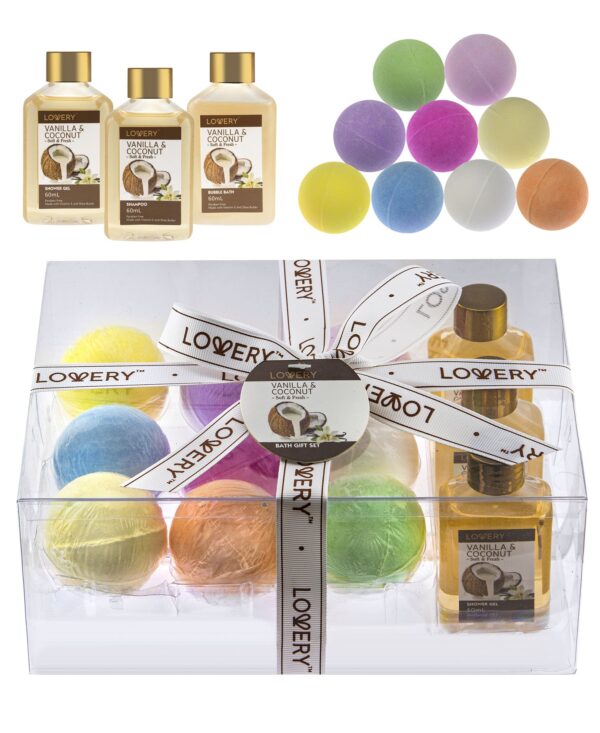 12-Pc. Vanilla Coconut Body Care & Bath Bombs Gift Set