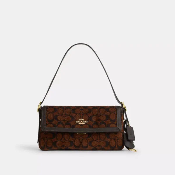 etta small flap shoulder bag in signature chenille