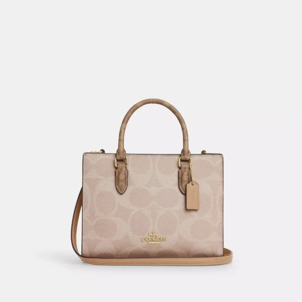maggie small tote bag in blocked signature canvas