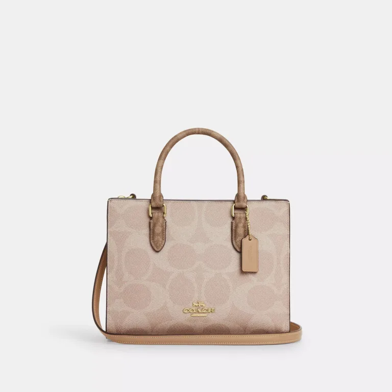 maggie small tote bag in blocked signature canvas