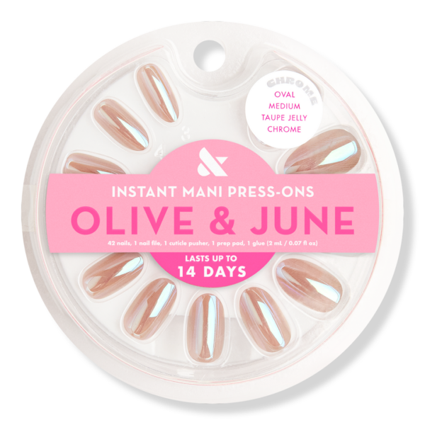 Instant Mani Press-On Nails Taupe Jelly Chrome
