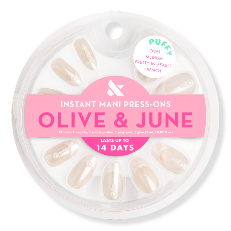 Instant Mani Press-On Nails Pearl Heart French