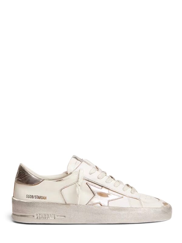 low-top leather sneakers with metallic star detail