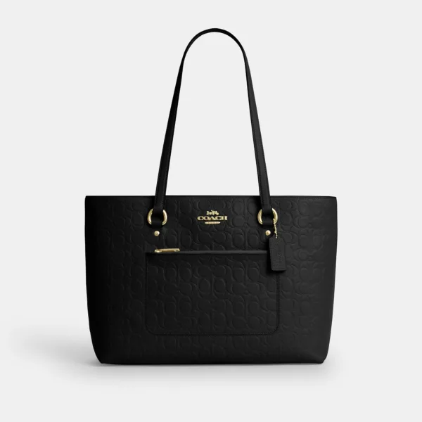 station tote bag in signature leather
