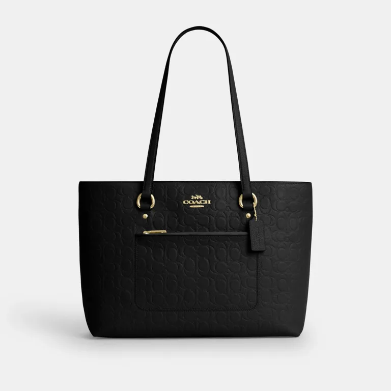 station tote bag in signature leather