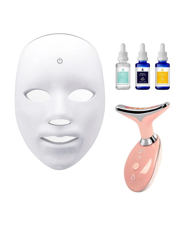 Complete LED Skincare Bundle – 7-in-1 LED Face Mask + Sculpting Wand + Anti-Aging Serum Set