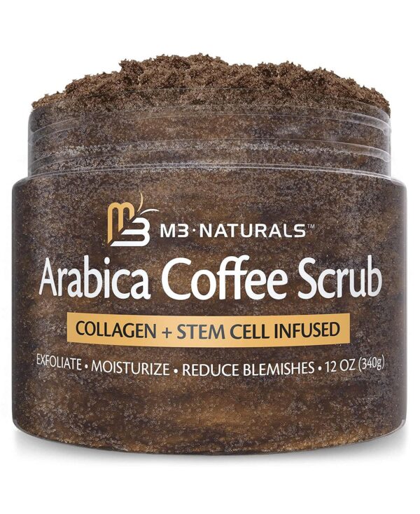 Arabica Coffee Body Scrub with Collagen & Stem Cell - Exfoliating Body Scrubber & Face Cleanser 12 oz