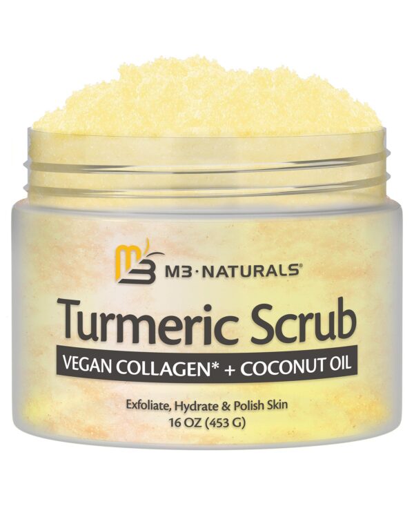 Exfoliating Body Scrub | Turmeric Body Scrub and Skin Exfoliator with Collagen and Coconut Oil | 12oz
