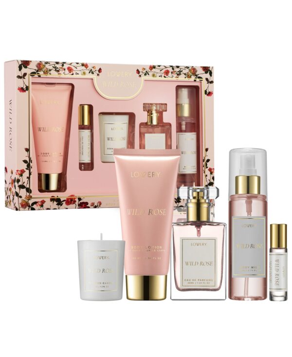 5-Pc. Wild Rose Bath and Body Care Gift Set with Candle & More