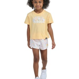 Girls' 2T-6 Short-Sleeve T-Shirt and Printed Woven Shorts, 2-Piece Set