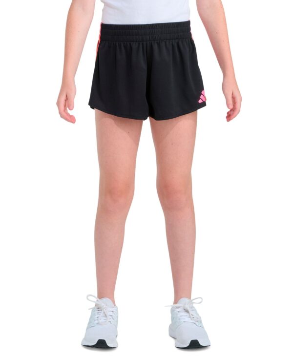 Girls' 7-16 Elastic Waistband Gradient Three-Stripe Mesh Shorts