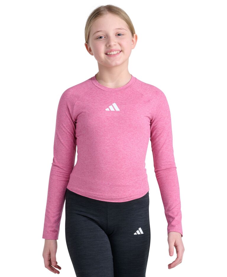Girls' 7-16 Long-Sleeve Raglan Mélange T-Shirt