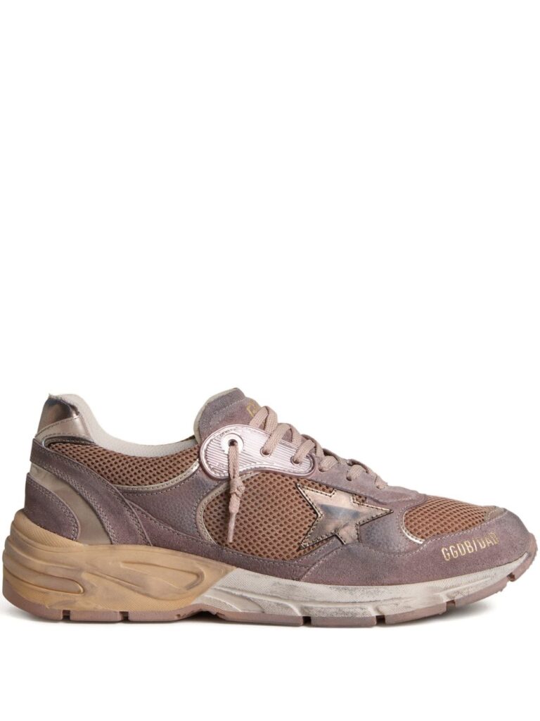 distressed vintage-inspired sneakers with silk and nylon blend