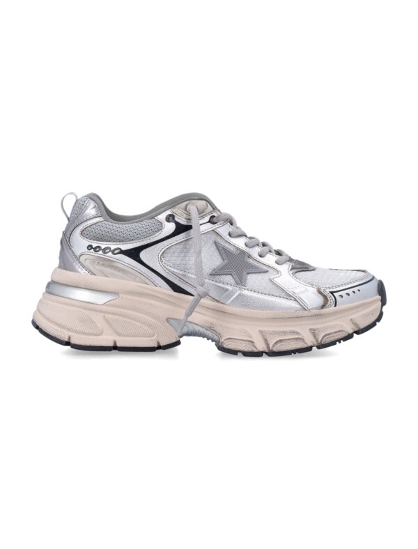 lightstar mesh laminated leather chunky sneakers