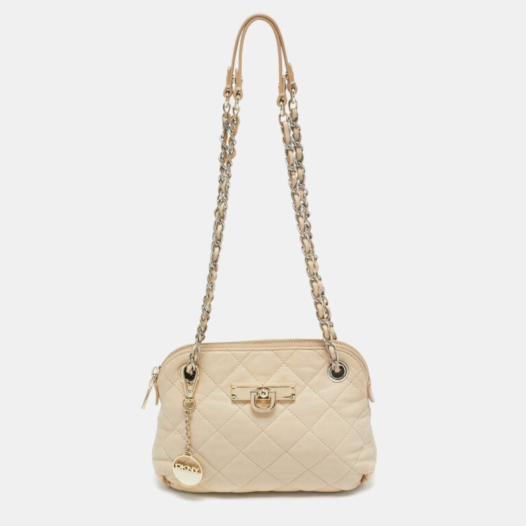 light beige quilted leather small zip shoulder bag