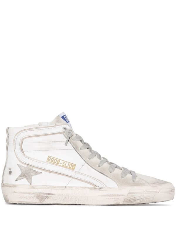 high-top sneakers with vintage distressing