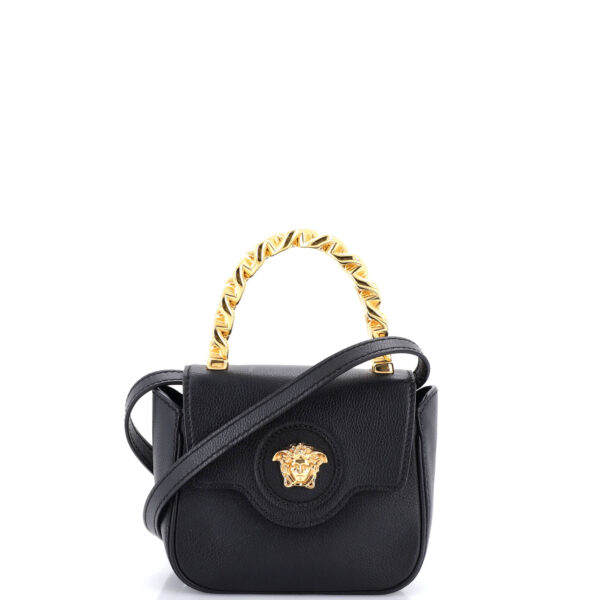 la medusa chain top handle bag leather small