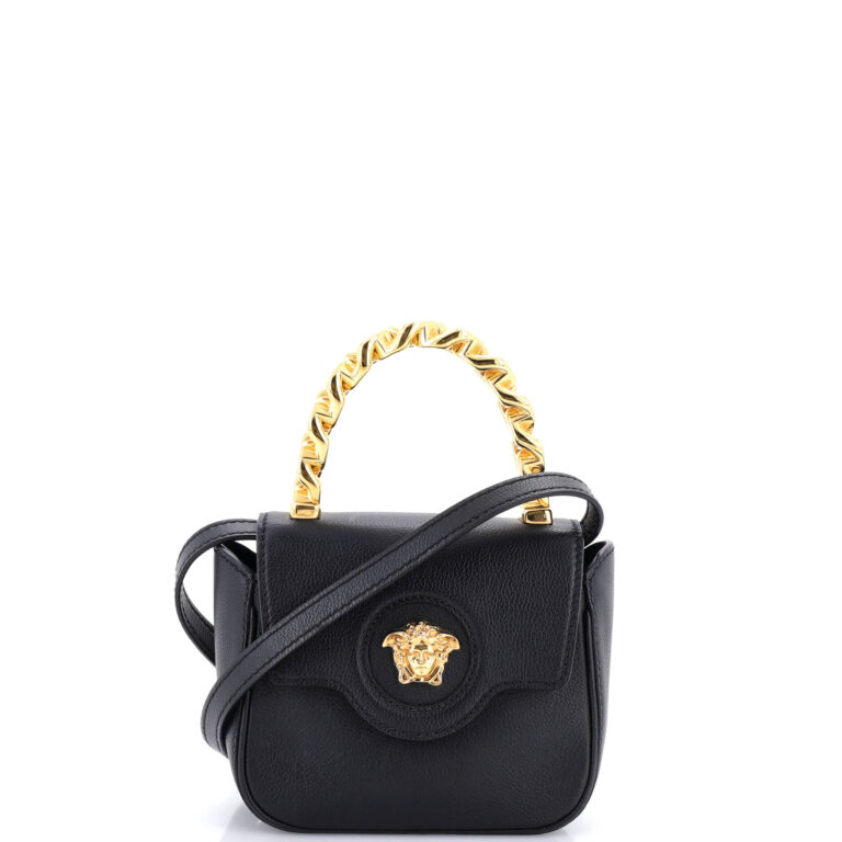 la medusa chain top handle bag leather small