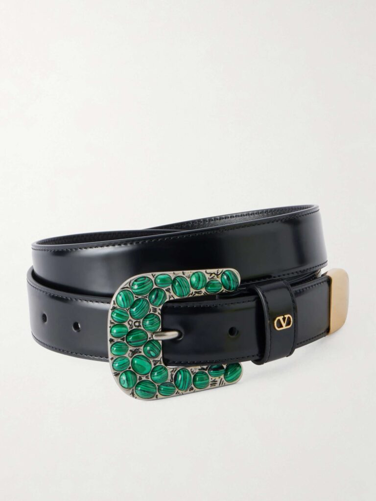 VLogo embellished leather belt