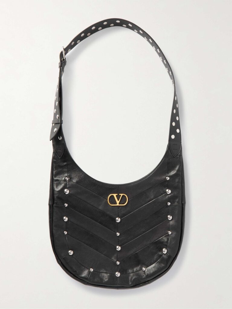 Embellished leather shoulder bag