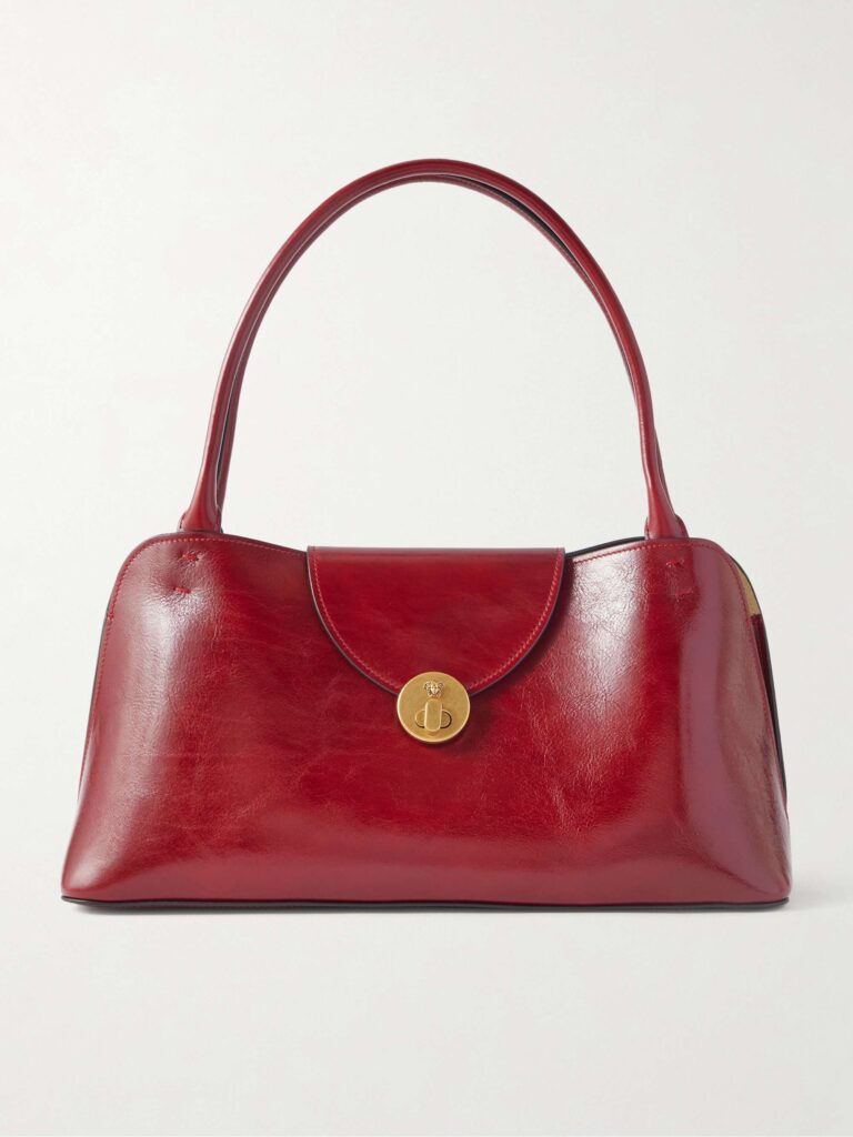 Vivian medium glossed-leather shoulder bag