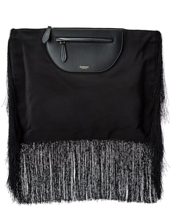 olympia fringe canvas & leather clutch