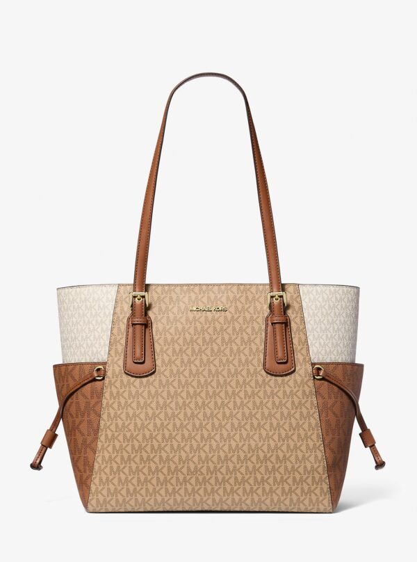 voyager large color-block signature logo tote bag