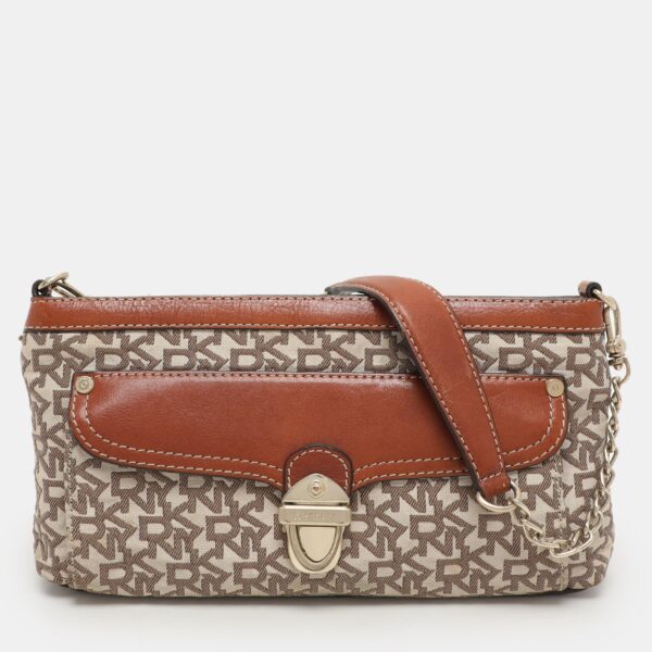 beige/brown signature canvas and leather shoulder bag