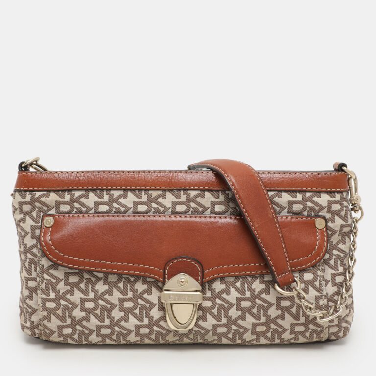 beige/brown signature canvas and leather shoulder bag