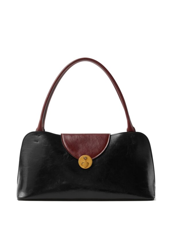 rectangular handbag in smooth black silk and nylon