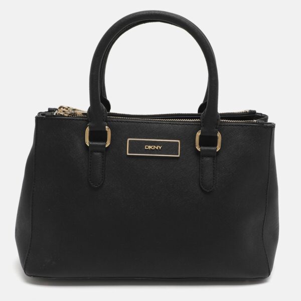 robinson double zip black saffiano leather tote