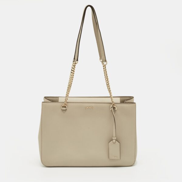light beige leather bryant park chain tote