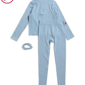 90 DEGREE BY REFLEX Little Girls 2pc Half Zip Top And Leggings Set With Scrunchie