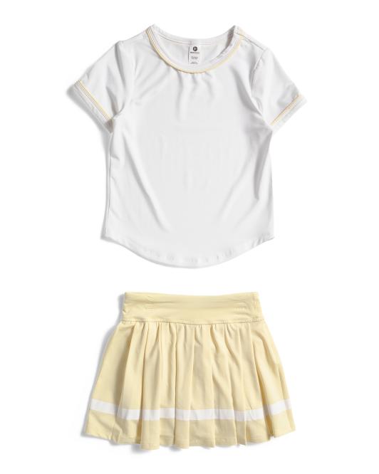90 DEGREE BY REFLEX Little Girls 2pc Tee And Pleated Skort Set