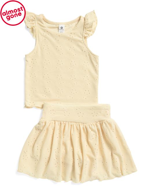 90 DEGREE BY REFLEX Toddler Girls 2pc Eyelet Tank And Skort Set