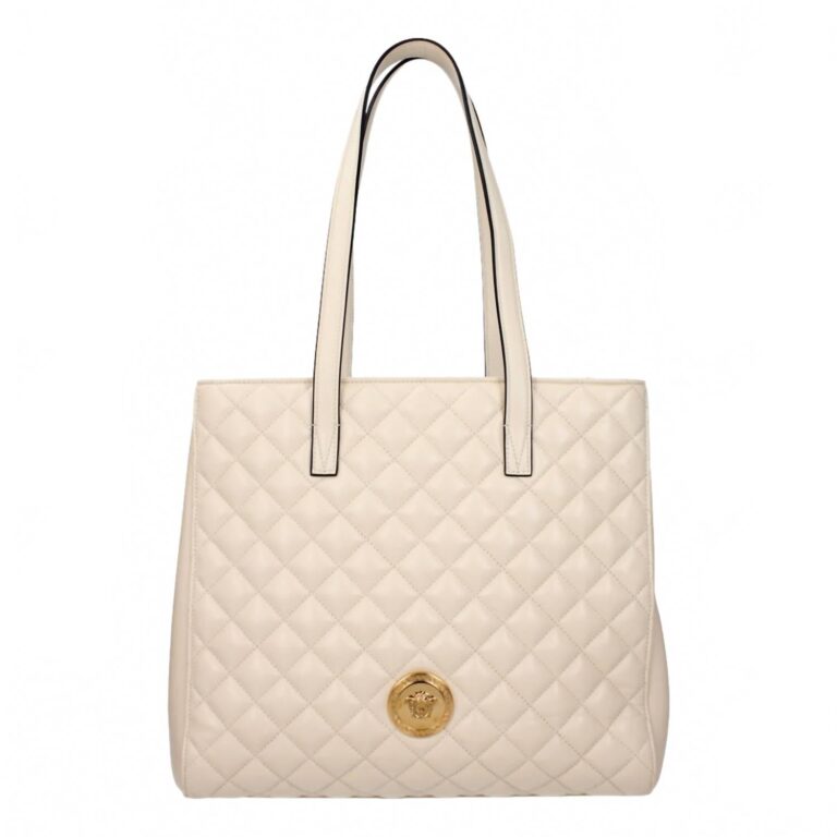 women's la medusa quilted leather tote bag in ivory