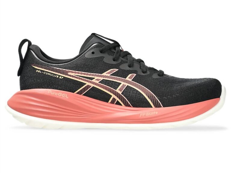 women's gel-cumulus 27 running shoes in black/orange glow