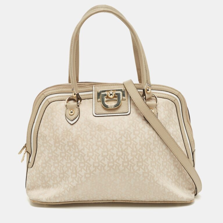 cream/beige signature canvas and leather dome satchel