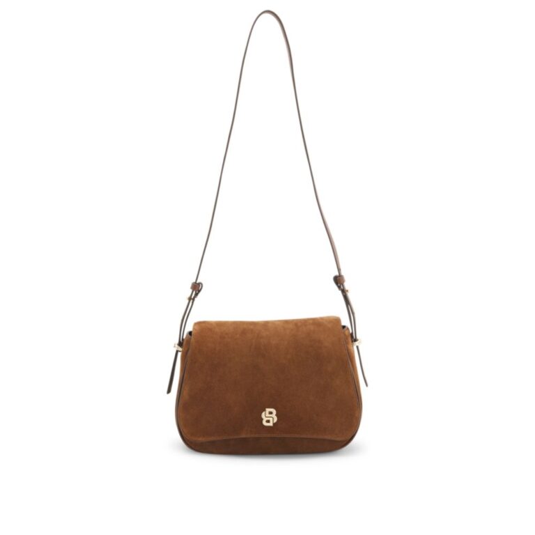 suede saddle bag with double b monogram