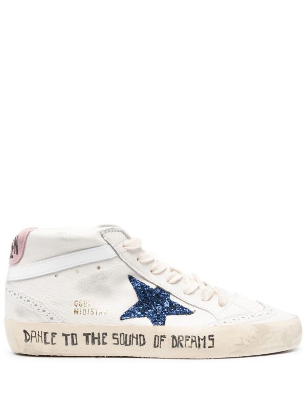 mid-top sneakers with distressed sole