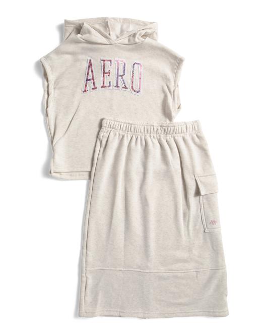 AEROPOSTALE Big Girls 2pc Sleeveless Hoodie With Skirt Set